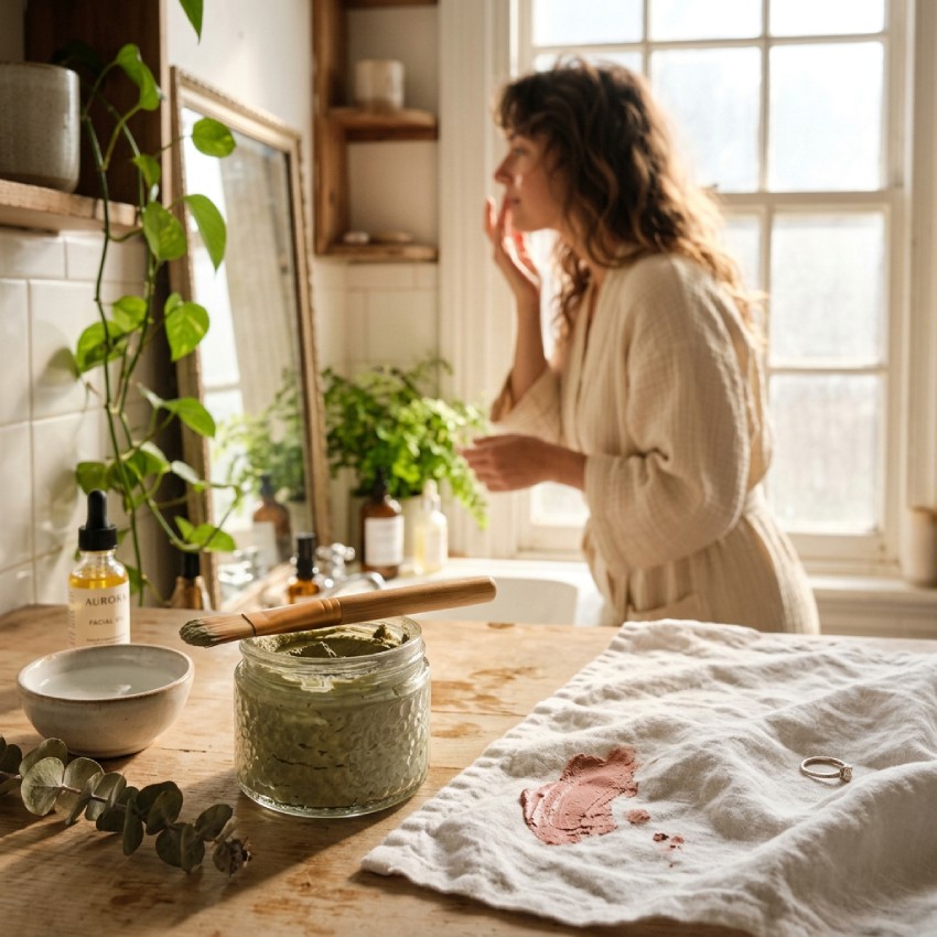 Rôzne druhy ílu na pleť v miskách pripravené na kozmetické použitie